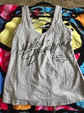Harley-Davidson Gray Studded Ladder-Back Tank